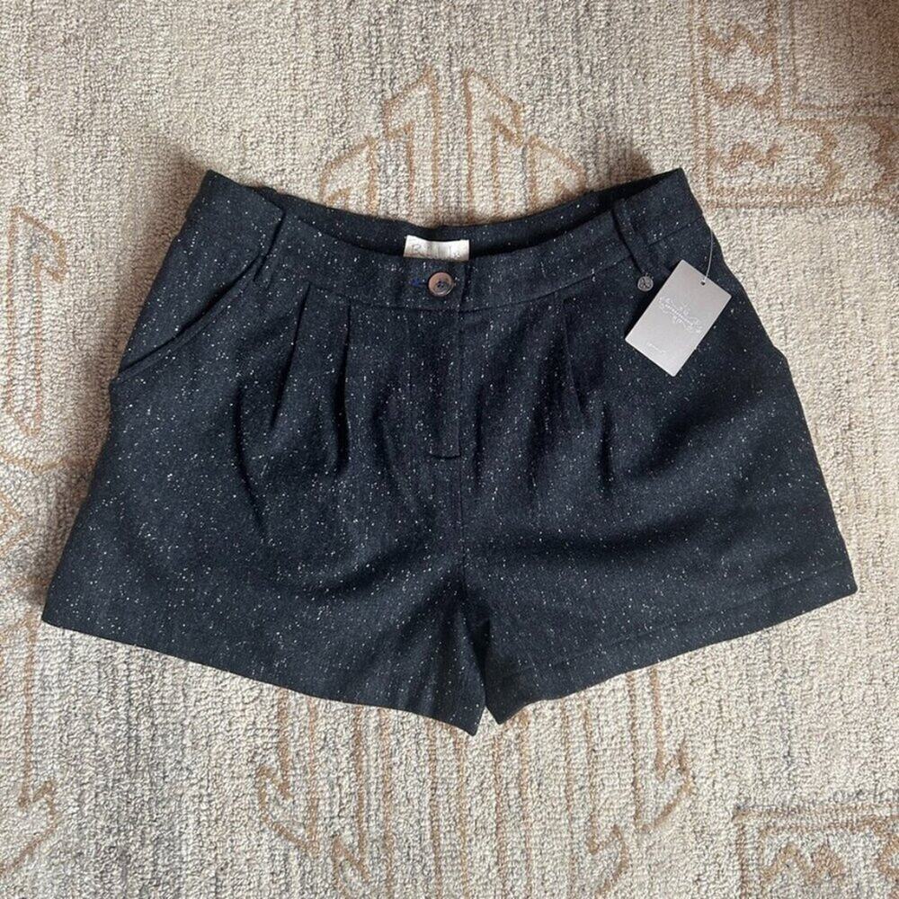Anthro Anthropologie Tweed Shorts High Waisted Tailored Preppy Size 8 NWT